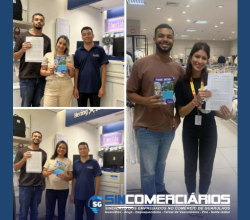 Sindicato de Guarulhos visita comerciários no Shopping Maia e reforça direitos