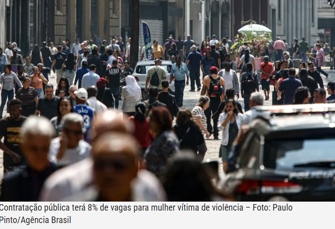 Contratação pública terá 8% de vagas para mulher vítima de violência