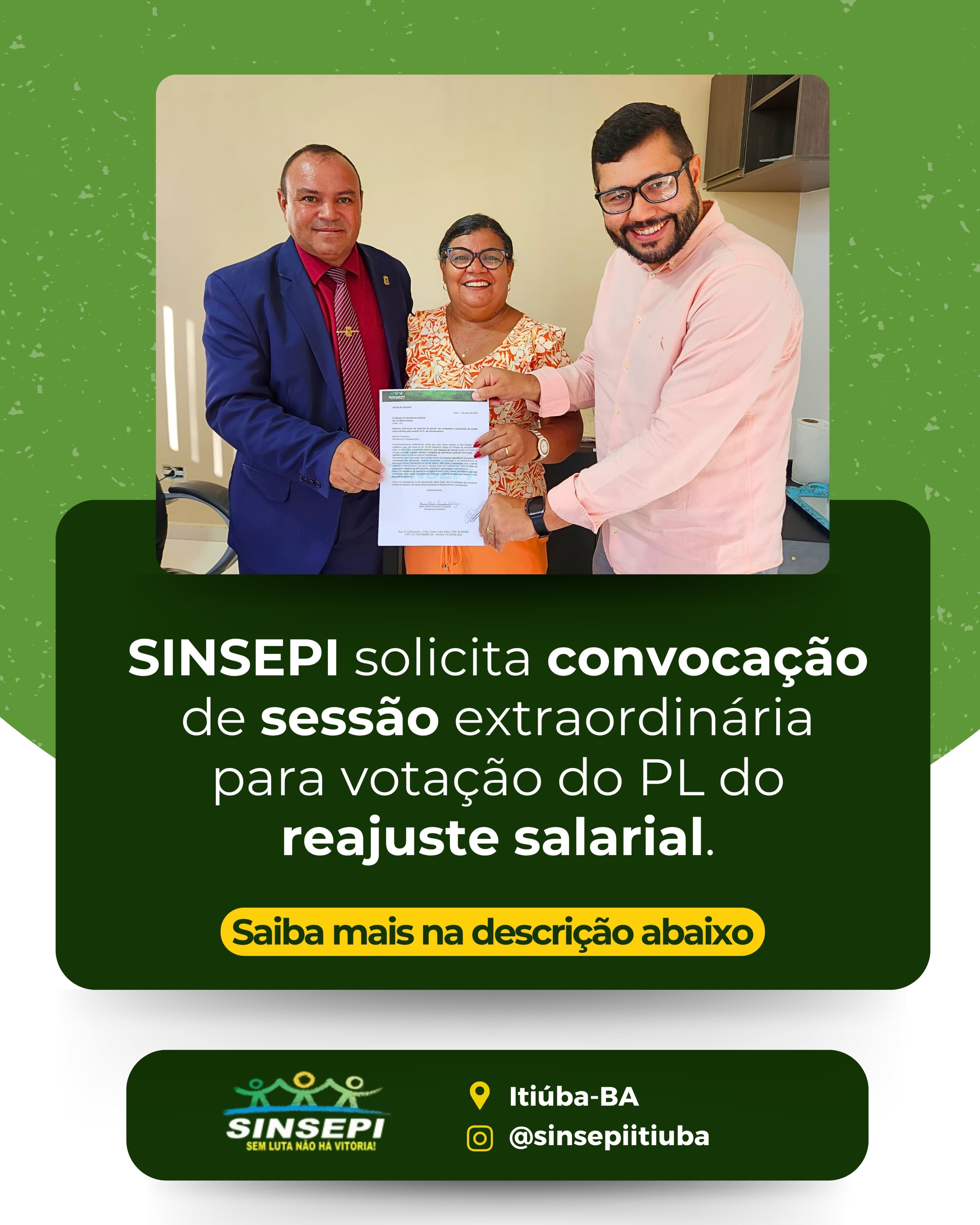 SINSEPI cobra agilidade e Câmara agenda sessão extraordinária para votar reajuste dos servidores!