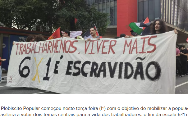Plebiscito Popular lança votação pela taxação dos super-ricos e o fim da escala 6×1
