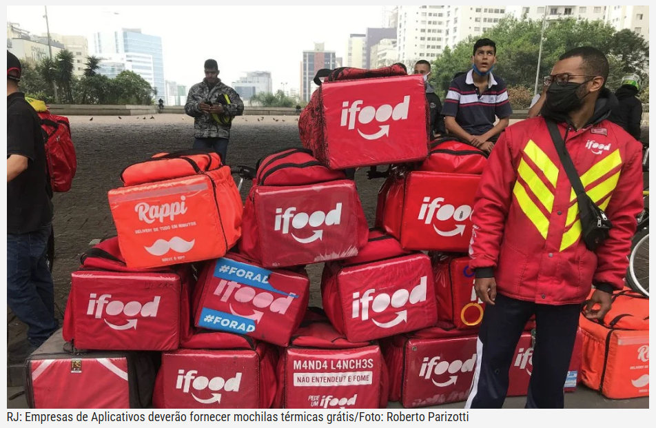 RJ aprova lei que obriga aplicativos a fornecer mochilas térmicas a entregadores