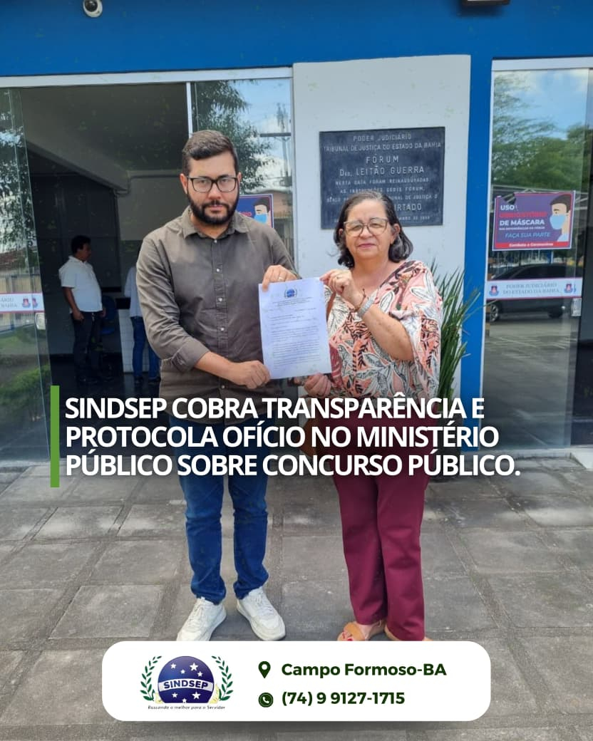 SINDSEP protocola ofício no Ministério Público e cobra transparência em concurso público