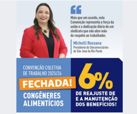 Sincomerciários São José do Rio Pardo assina convenção coletiva do Sincovaga com reajuste de 6% e manutenção dos benefícios