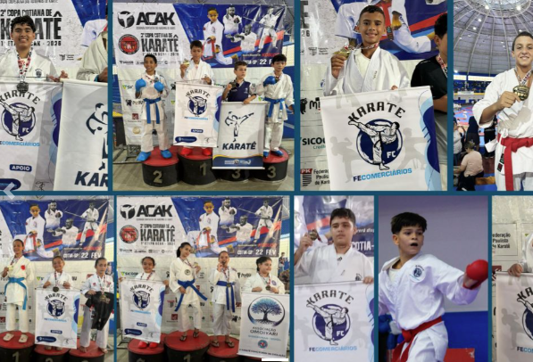 Alunos do programa de Iniciação Esportiva Fecomerciários de Karatê conquistam destaque em etapa do Circuito ACAK 2026