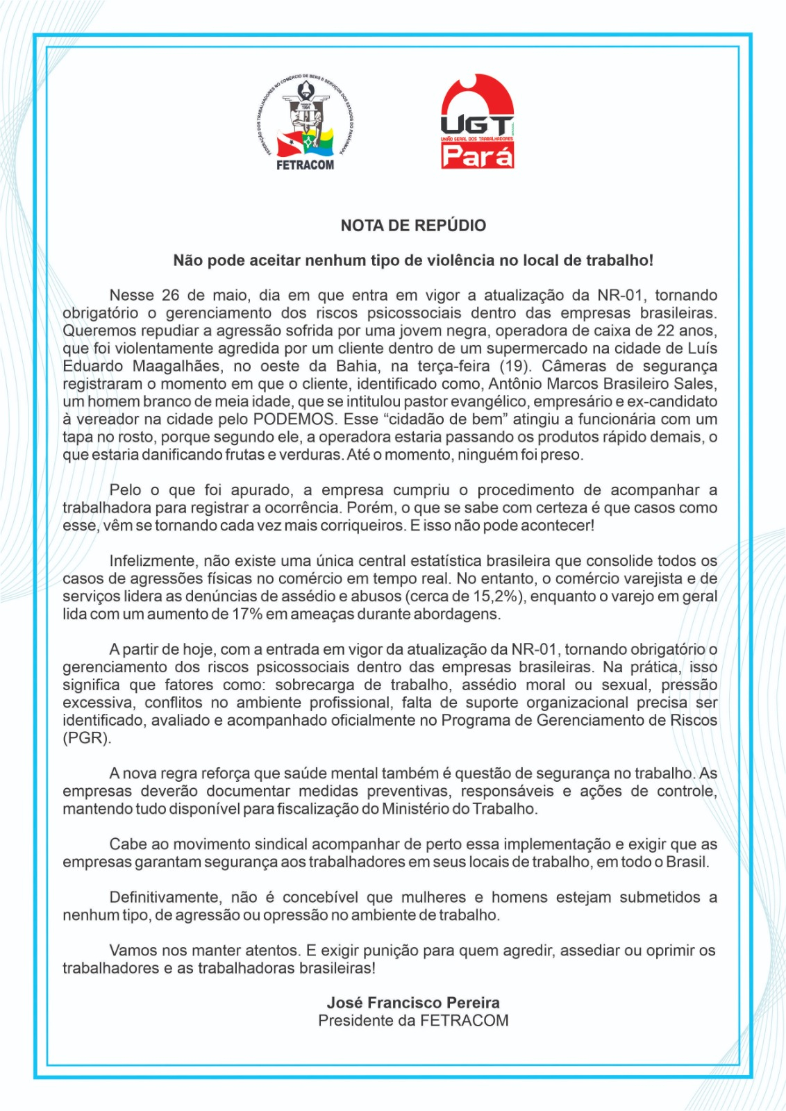 NOTA DE REPÚDIO
