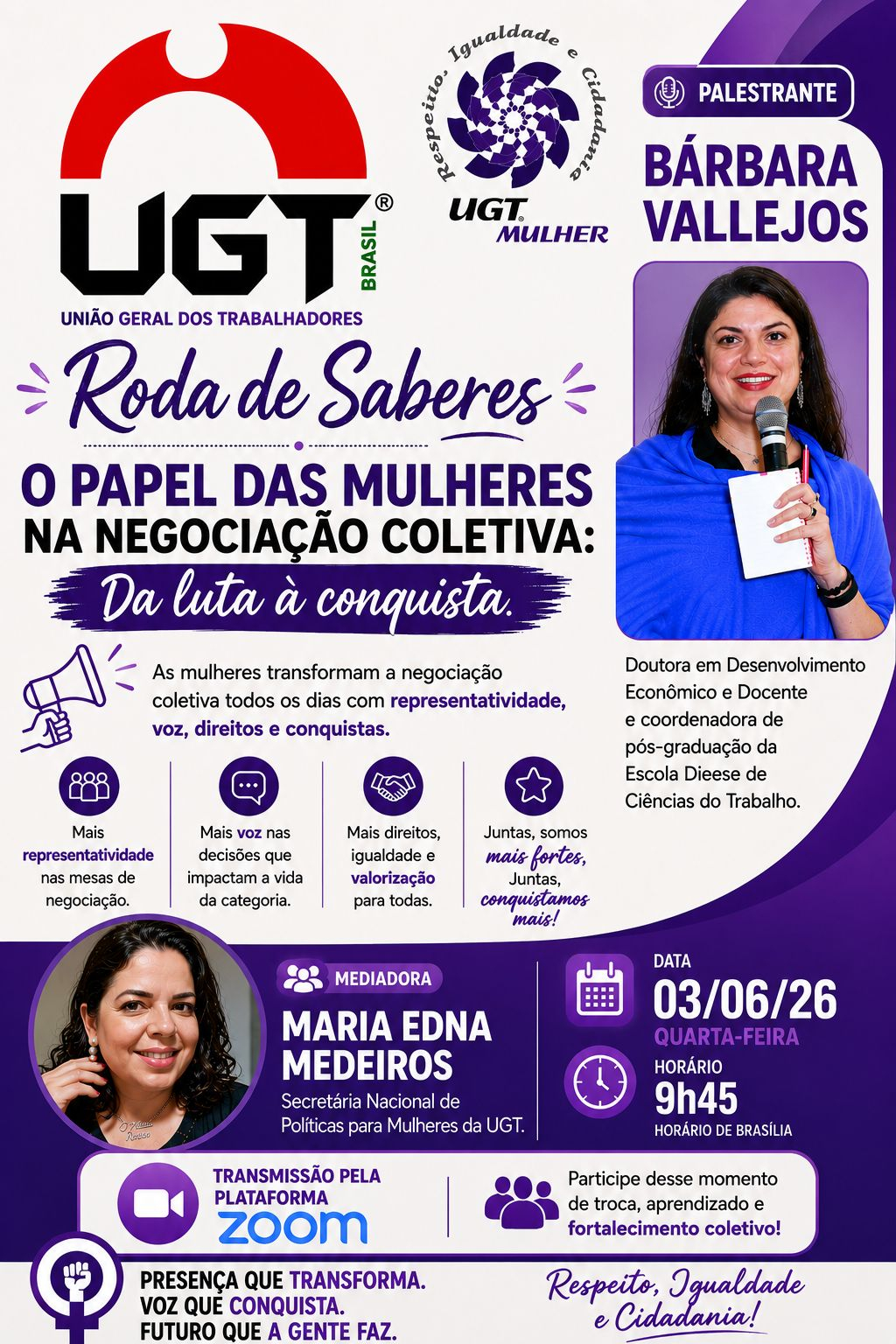 UGT Mulher promove roda de saberes sobre a participação feminina na negociação coletiva