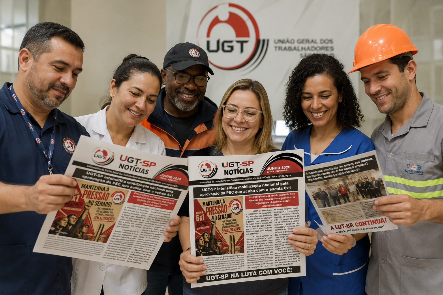 Informativo de junho da UGT-SP destaca mobilização nacional pelo fim da escala 6x1