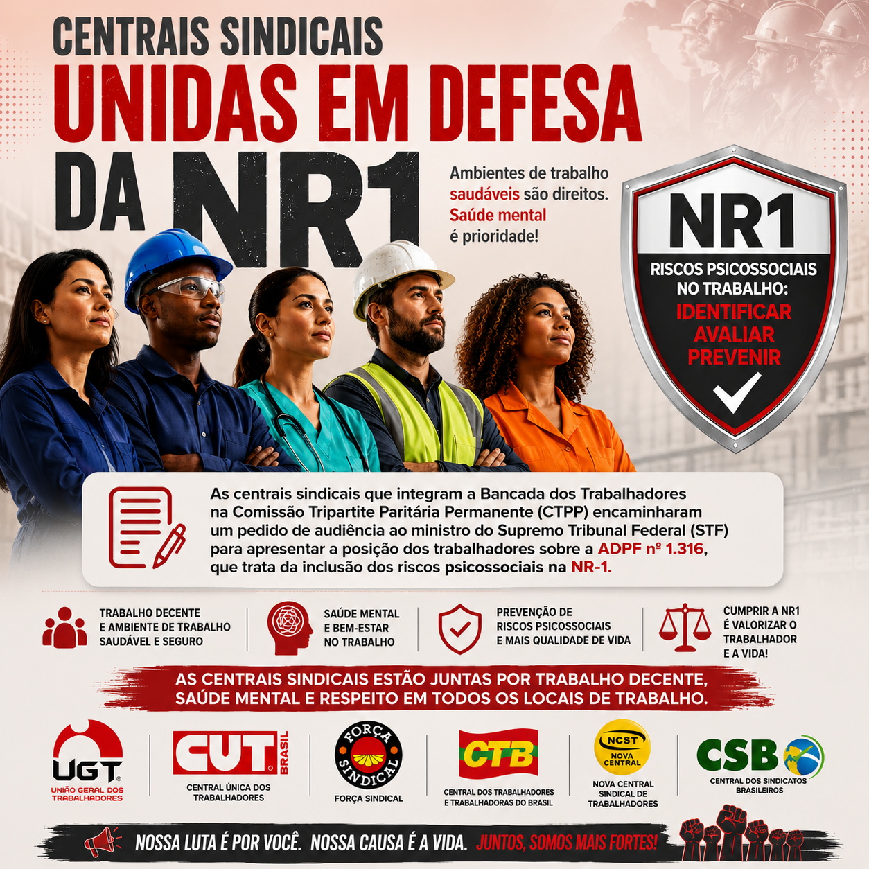 Centrais sindicais solicitam audiência com ministro André Mendonça para defender inclusão dos riscos psicossociais na NR-1