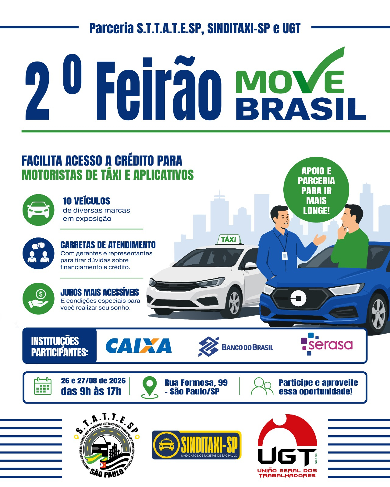 UGT realiza 2º Feirão Move Brasil para motoristas de aplicativos e taxistas