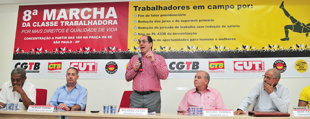 Centrais sindicais promovem coletiva de imprensa sobre 8º Marcha da Classe trabalhadora