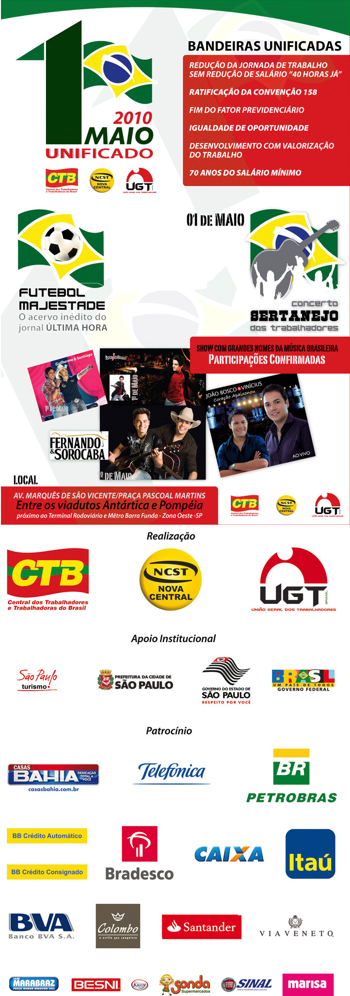 Festa com conscientização no 1º de Maio Unificado