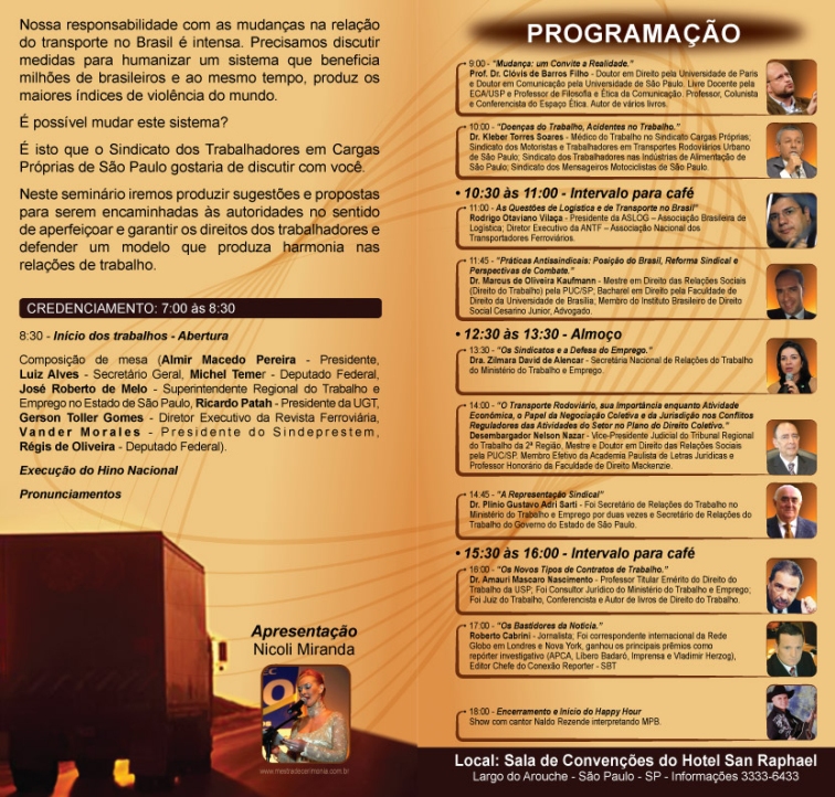 Sindicato dos Trabalhadores em Cargas Próprias comemora 15 anos com Seminário
